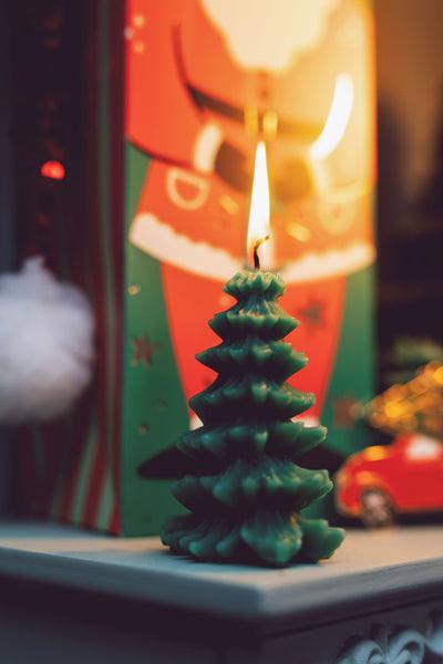 Kerze Weihnachtsbaum, 10 cm, dunkelgrün - FeierGlanz