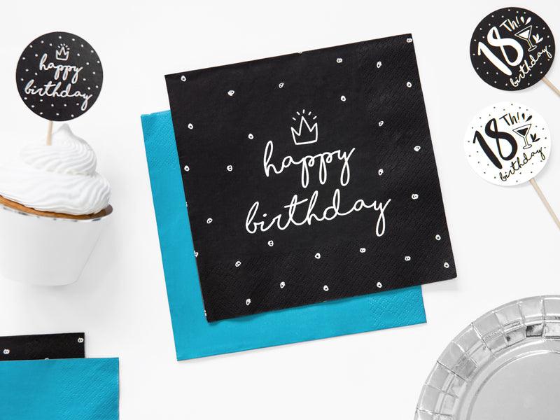 Servietten Happy Birthday, 33x33cm (1 VPE / 20 Stk.) - FeierGlanz