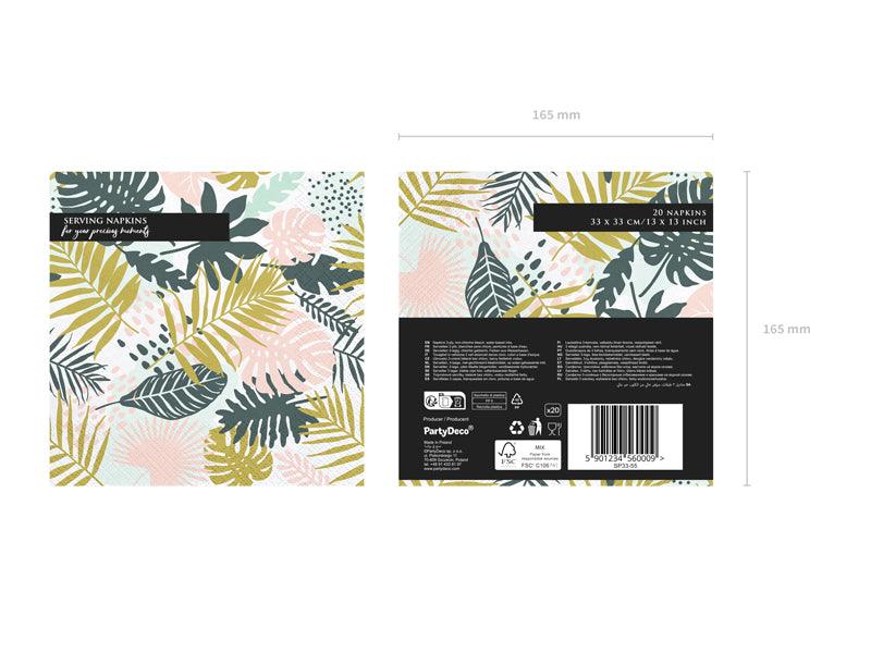Servietten Aloha - Blätter, 33x33cm (1 VPE / 20 Stk.) - FeierGlanz