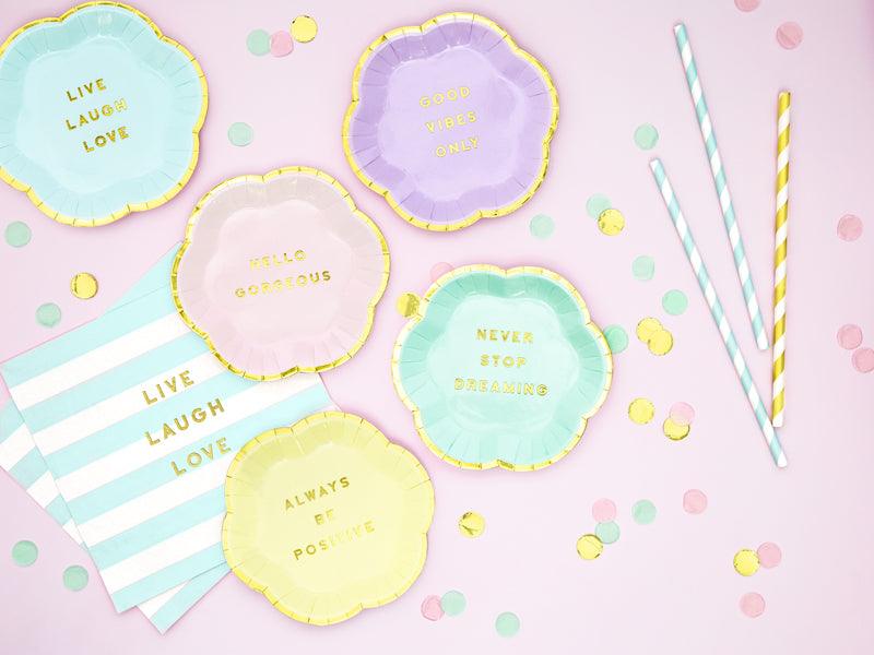 Servietten Yummy - Live Laugh Love, hellblau, 33x33cm (1 VPE / 20 Stk.) - FeierGlanz