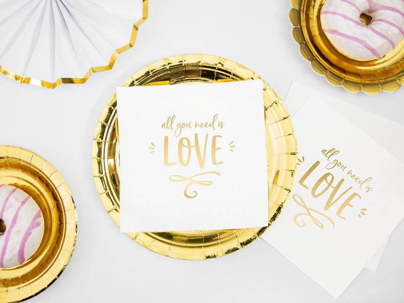 Servietten - All you need is love, weiß, 33x33cm (1 VPE / 20 Stk.) - FeierGlanz