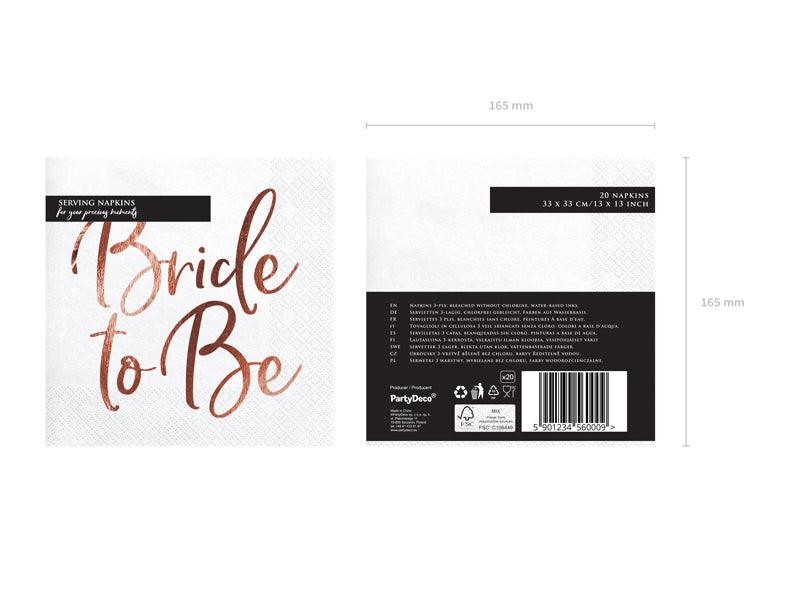 Servietten Bride to Be, roségold, 33x33cm (1 VPE / 20 Stk.) - FeierGlanz