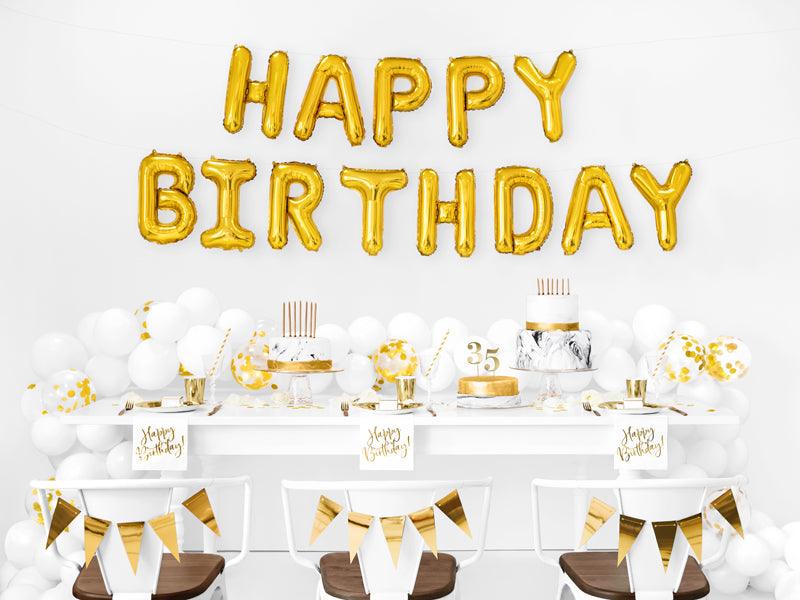 Servietten Happy Birthday, weiß, 33x33cm (1 VPE / 20 Stk.) - FeierGlanz