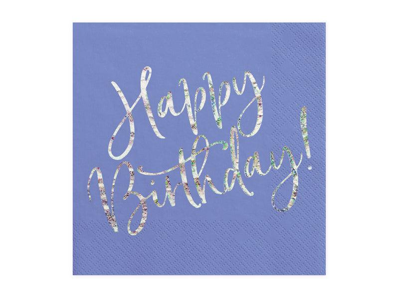 Servietten Happy Birthday, marineblau, 33x33cm (1 VPE / 20 Stk.) - FeierGlanz