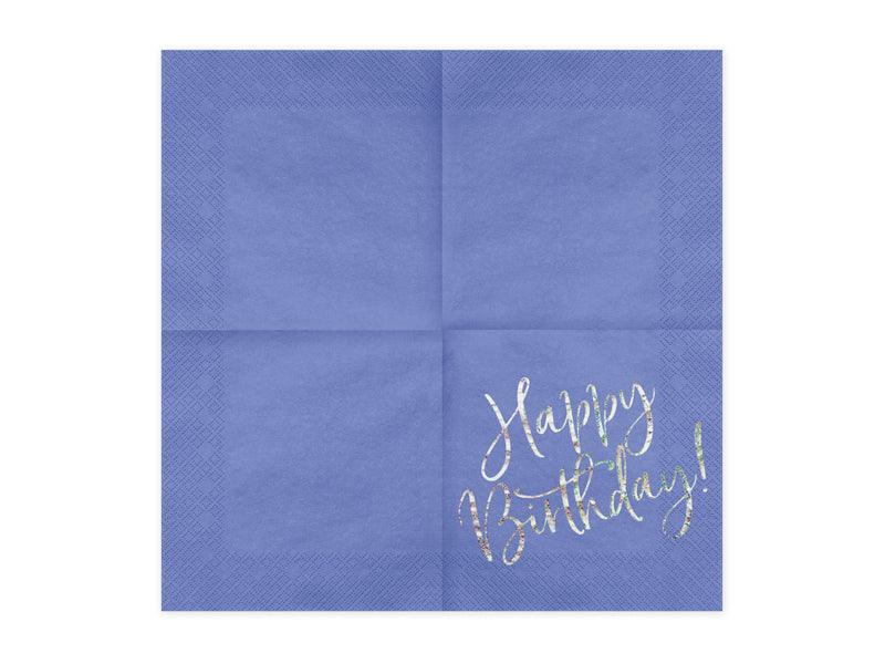 Servietten Happy Birthday, marineblau, 33x33cm (1 VPE / 20 Stk.) - FeierGlanz
