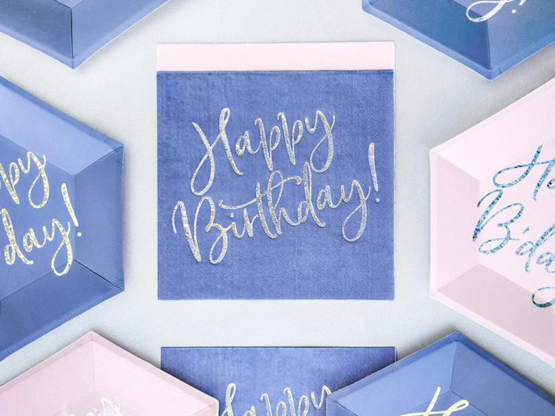 Servietten Happy Birthday, marineblau, 33x33cm (1 VPE / 20 Stk.) - FeierGlanz