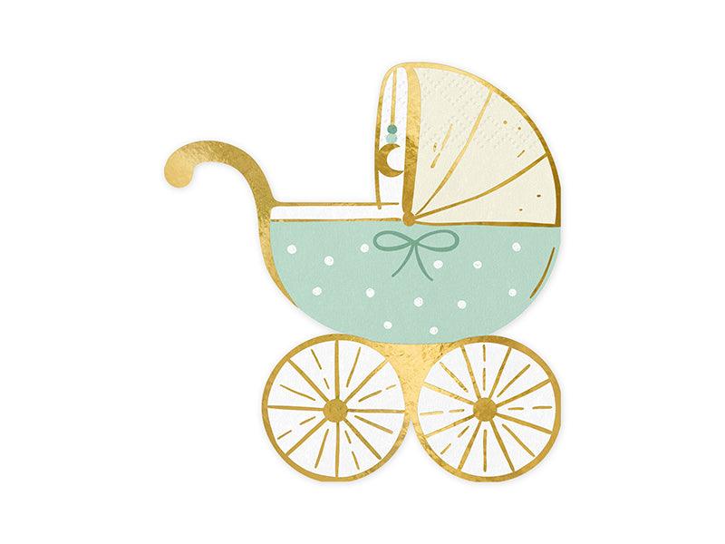 Papierservietten Kinderwagen, Blue, 14x15 cm (1 VPE / 20 Stk.) - FeierGlanz
