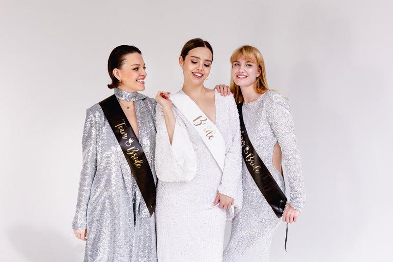 Bride to be und Bride Schärpen, schwarz und weiß (1 VPE / 6 Stk.) - FeierGlanz