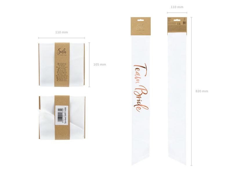 Schärpe Team Bride, weiß, 75cm - FeierGlanz