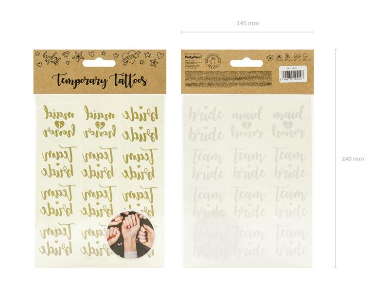 Abwaschbare Tattoos Junggesellinenabschied, gold (1 VPE / 13 Stk.) - FeierGlanz