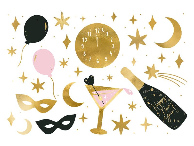 Abwaschbare Tattoos New Year's Eve, Mix (1 VPE / 10 Stk.) - FeierGlanz
