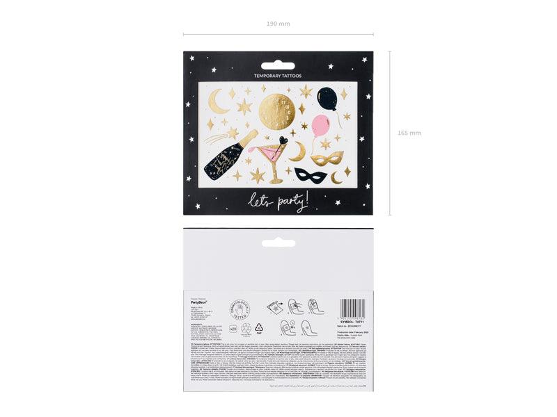 Abwaschbare Tattoos New Year's Eve, Mix (1 VPE / 10 Stk.) - FeierGlanz