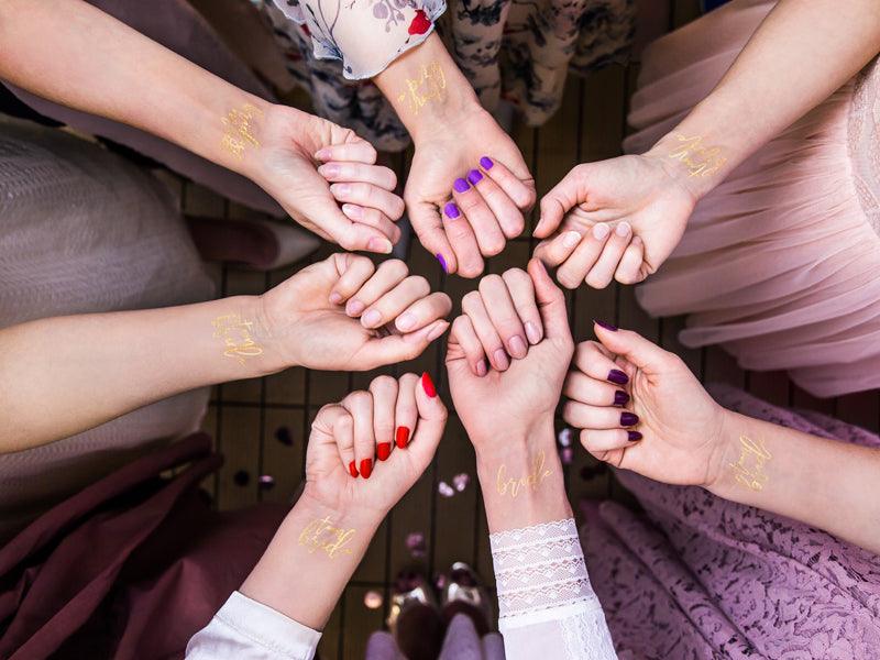Abwaschbare Tattoos Junggesellinenabschied, gold (1 VPE / 15 Stk.) - FeierGlanz