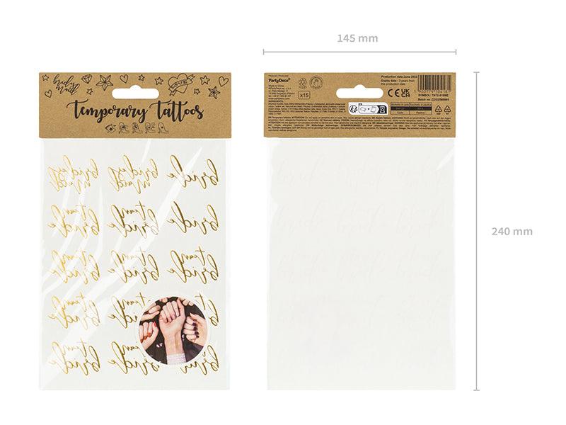 Abwaschbare Tattoos Junggesellinenabschied, gold (1 VPE / 15 Stk.) - FeierGlanz