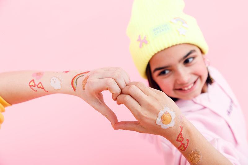 Abwaschbare Tattoos Gänseblümchen, Mix (1 VPE / 14 Stk.) - FeierGlanz