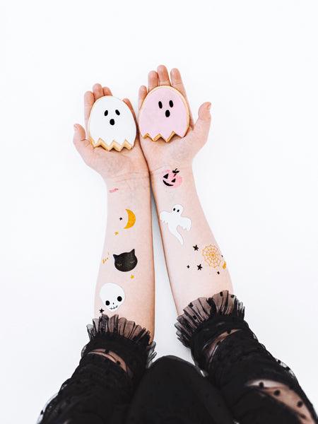 Abwaschbare Tattoos BOO!, Mix (1 VPE / 12 Stk.) - FeierGlanz
