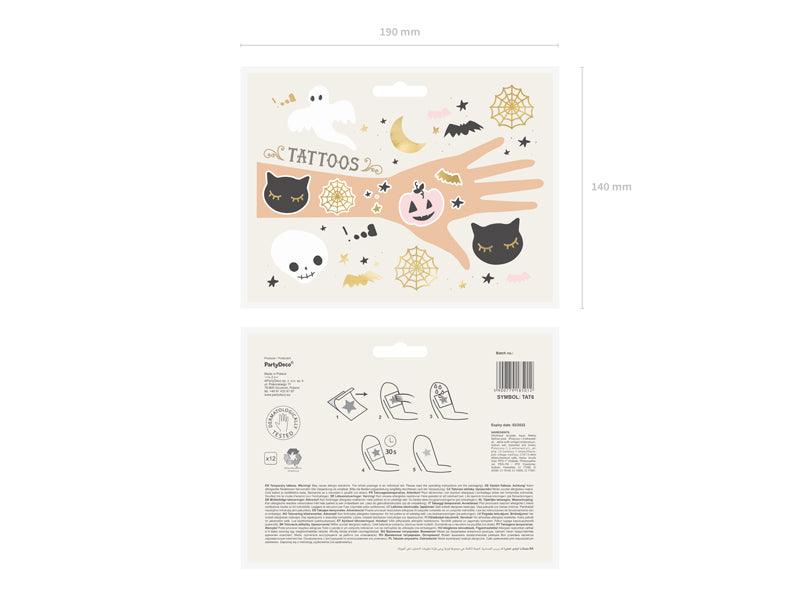 Abwaschbare Tattoos BOO!, Mix (1 VPE / 12 Stk.) - FeierGlanz