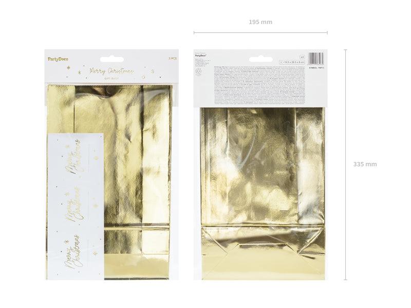 Geschenktüten, gold, 18,5x28,5x8cm (1 VPE / 3 Stk.) - FeierGlanz