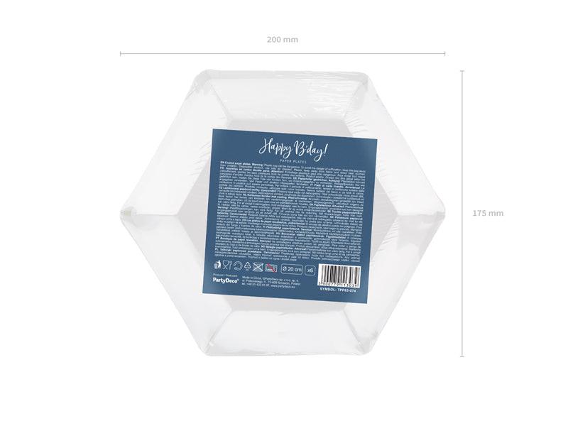 Teller Happy B'day!, marineblau, 20cm (1 VPE / 6 Stk.) - FeierGlanz