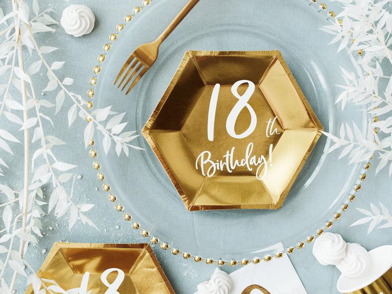 Teller 18th Birthday, gold, 20cm (1 VPE / 6 Stk.) - FeierGlanz