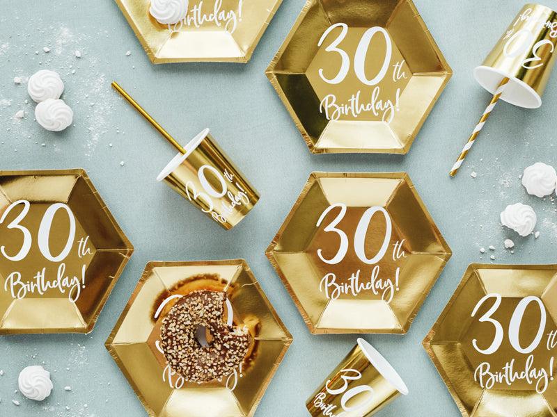 Teller 30th Birthday, gold, 20cm (1 VPE / 6 Stk.) - FeierGlanz