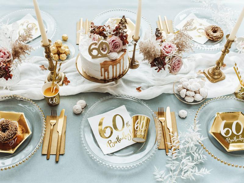 Teller 60th Birthday, gold, 20cm (1 VPE / 6 Stk.) - FeierGlanz