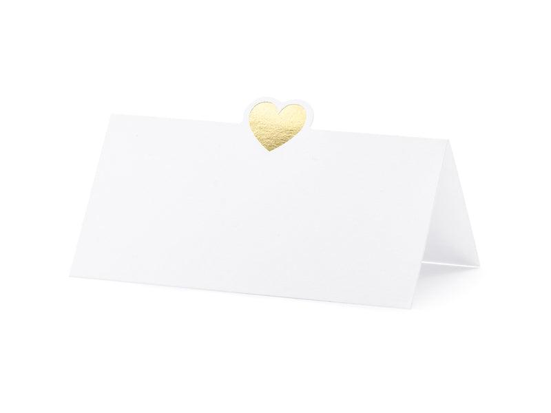 Tischkarten - Herz, gold, 10x5cm (1 VPE / 10 Stk.) - FeierGlanz