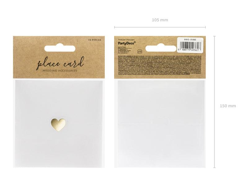 Tischkarten - Herz, gold, 10x5cm (1 VPE / 10 Stk.) - FeierGlanz