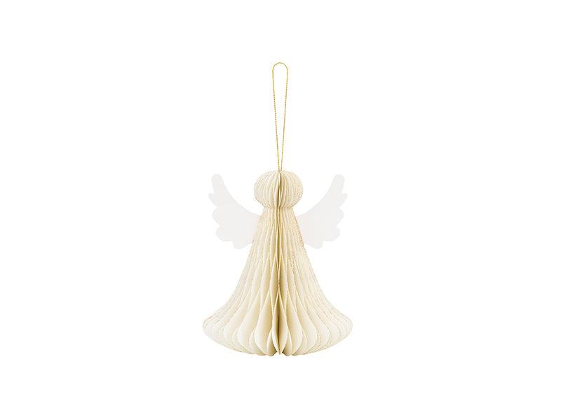 Papier-Dekoration honeycomb Engel, elfenbeinfarbig, 15 cm - FeierGlanz