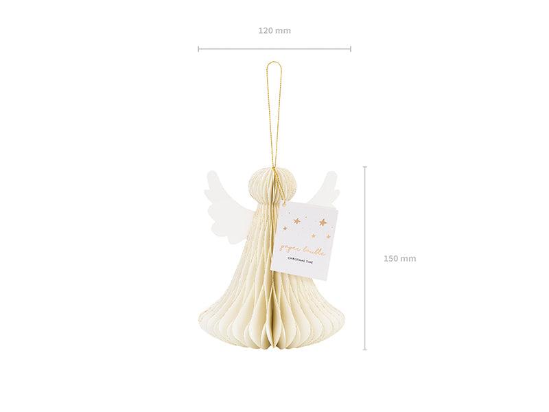 Papier-Dekoration honeycomb Engel, elfenbeinfarbig, 15 cm - FeierGlanz