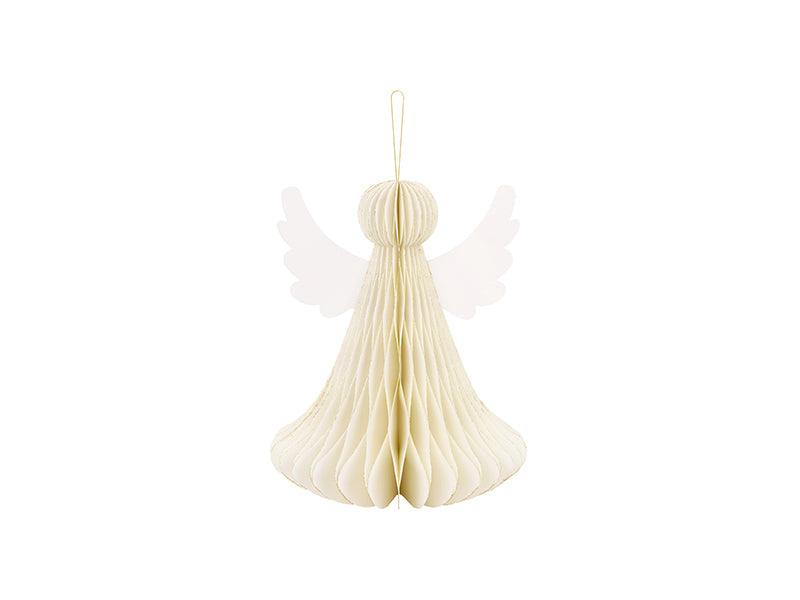 Papier-Dekoration honeycomb Engel, elfenbeinfarbig, 24 cm - FeierGlanz