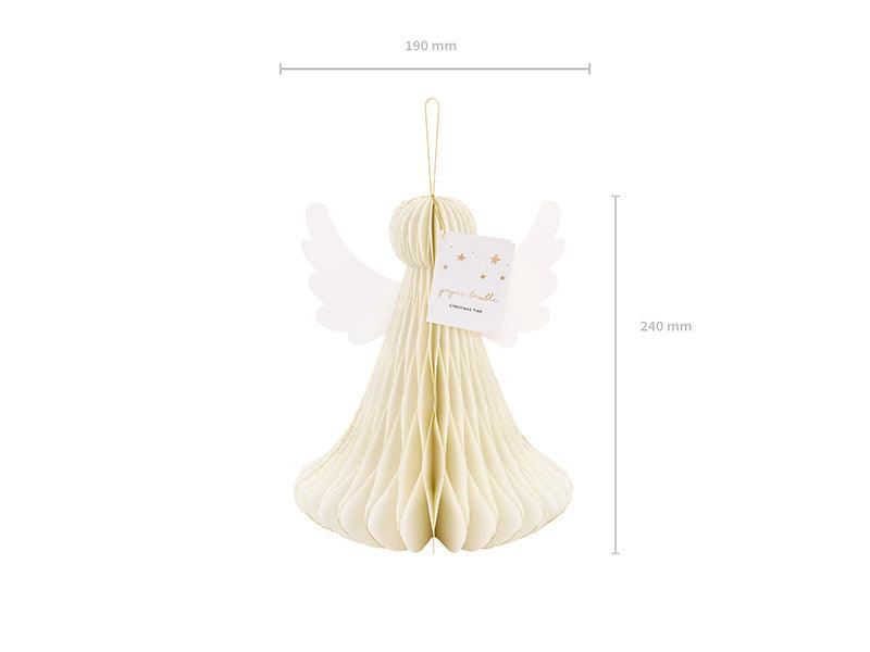 Papier-Dekoration honeycomb Engel, elfenbeinfarbig, 24 cm - FeierGlanz