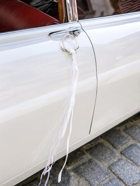 Auto-Dekorationsset aus Rattan, weiß - FeierGlanz