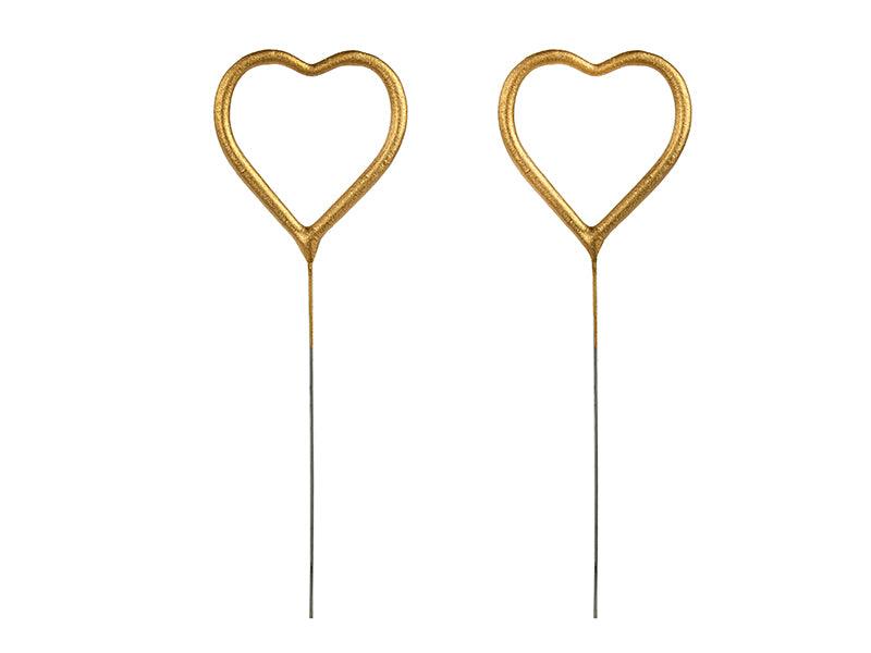 Kaltes Feuerwerk Herzen, in Goldfarbe, 16.5 cm (1 VPE / 2 Stk.) - FeierGlanz
