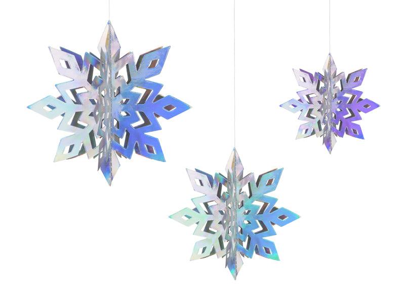 Dekorative Schneeflocken-Anhänger, irisierend, 15-25cm (1 VPE / 6 Stk.) - FeierGlanz