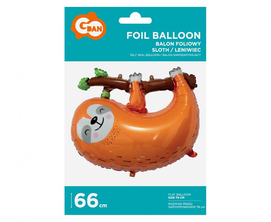 Folienballon Faultier, 68x55 cm, Braun - FeierGlanz